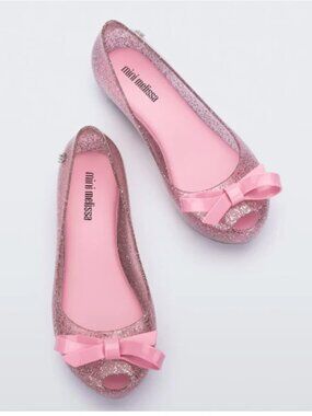 Girl - 2, 3, & 4 - NIB - Mini Melissa Ultragirl Bow Ballet Slipper Pink Glitter